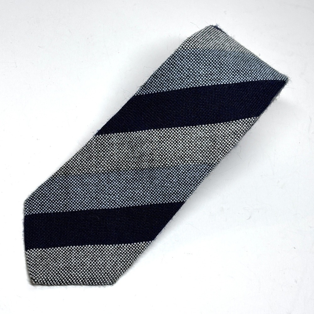 Prince Necktie Mens OS Blue Grey Striped Woven Made in Italy Classic Preppy